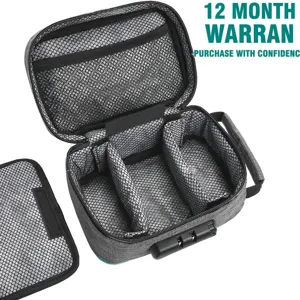 Large combination lock travel cosmetic storage bag with adjustable dividers and secure compartments.