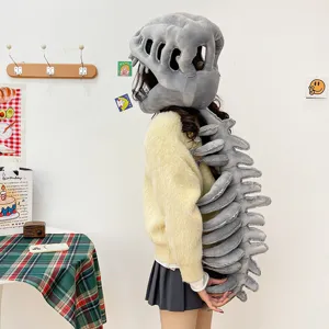 Sombrero de calavera de dinosaurio de felpa y disfraz de columna juguete divertido