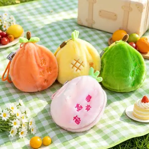 Cute fruit plush coin purse plushie toy pendant soft cartoon animal fruit bag charm gift