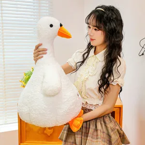 Cute white goose plush toy soft stuffed animal hug pillow plushie companion for kids and home decor