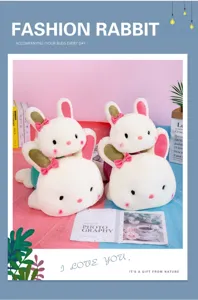 Simpatico cuscino peluche coniglietto, morbido animale di peluche regalo per bambini.