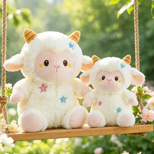 Cute star lamb plush toy fluffy sheep doll soft stuffed animal pillow birthday gift for girls
