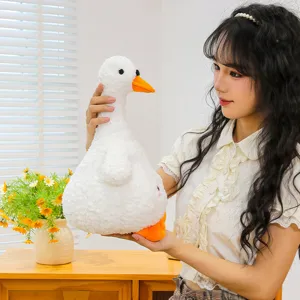 Cute white duck plush toy detailed view, soft stuffed animal companion for kids and home decor.