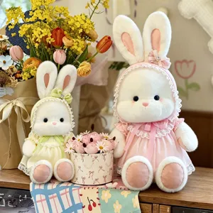 Süßes Plüschkaninchen Puppe Lolita Prinzessin Hase Stofftier Kissen Geschenk für Mädchen.