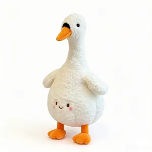 Cute white goose plush toy doll, soft stuffed animal companion for kids, perfect healing gift.