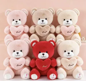 Schöner Teddybär Plüschtier weiche Stofftier Puppe mit Herz für Kinder Geburtstag Geschenk.