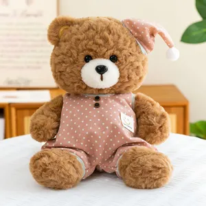 Cute pajama teddy bear plush toy doll, soft stuffed animal for kids and girls birthday gift