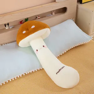 Adorable oreiller de corps long en peluche champignon coussin de sommeil lit dortoir