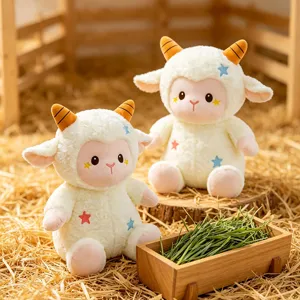 Cute star sheep plush toy cartoon lamb doll soft hugging pillow birthday gift for girls