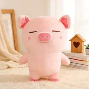 Süßes stehendes rosa Schwein Plüschtier Puppe weiches Kissen Geburtstagsgeschenk für Kinder.