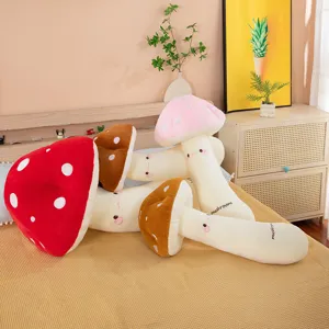 Adorable oreiller corps en peluche champignon, long oreiller de sommeil doux, coussin de lit.