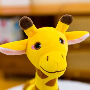 Cute yellow plush giraffe stuffed animal toy for kids, soft doll gift and room decor.