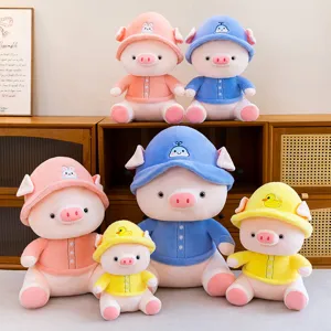 Cute plush pig stuffed animal toy detail view, soft fabric doll gift for kids and girls.
