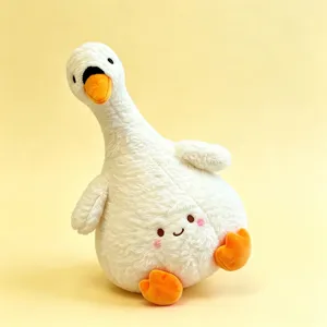 Cute white goose plush toy soft stuffed animal doll children comforting companion gift room decor.