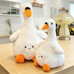 Cute White Goose Plush Toy Soft Polyester Stuffed Animal Duck Doll Children Companionship Healing Pillow