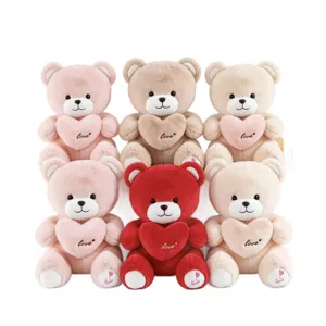 Süßer Teddybär Plüschtier weiche Kuscheltier Puppe mit Herz für Kinder Geschenk