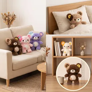 Cute button teddy bear plush toy soft stuffed doll kids companion comforting pillow gift
