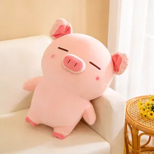 Rosa Plüschschwein Puppe Detailansicht, weiches elastisches Kuscheltier Kissen Geschenk.
