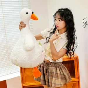 Cute giant white goose plush toy, soft stuffed duck doll pillow, lovely companion gift for kids.