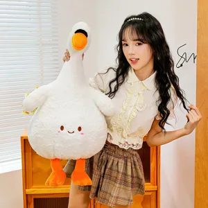 Cute white goose plush toy soft duck stuffed doll comforting companion for kids gift