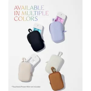 Portable silicone zipper pouch for hand sanitizer mist spray bottle with keychain in multi colors
