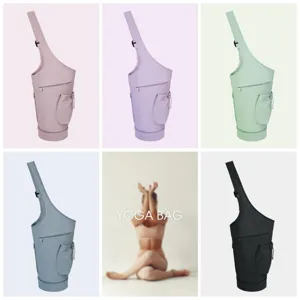 Versatile yoga mat bag with water bottle pocket and wet compartment in multiple colors.