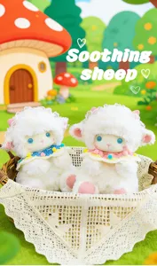 Cute plush sheep doll soothing toy fluffy angel lamb stuffed animal for kids home decor