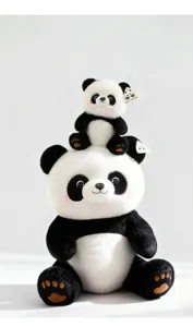 Simpatico set di giocattoli di peluche panda di simulazione, cuscino bambola animale.