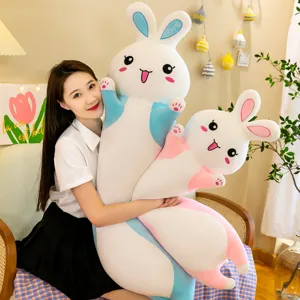 Cute couple rabbit plush pillow detail, soft hugging doll for kids and home decor cozy bedroom.