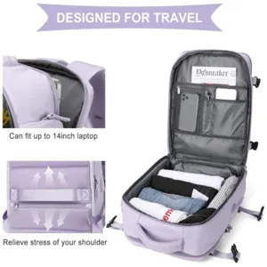 Zaino da viaggio multifunzionale di grande capacità con porta di carica USB per laptop da 14 pollici.