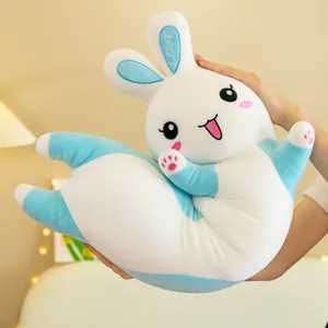 Cute blue white rabbit plush pillow soft cartoon animal stuffed doll comforting toy