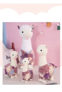 Cute snowflake alpaca plush toy set, soft stuffed llama doll Valentine gift home decor.