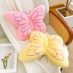 Cute butterfly plush pillow for sofa, soft stuffed animal cushion for home decor.