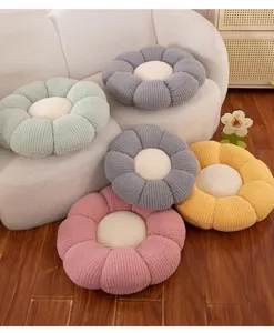 Cozy flower-shaped floor cushion and tatami pillow, soft corduroy fabric for home decor.
