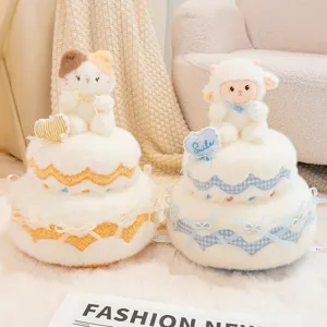 Peluche gâteau double couche mignon poupée en peluche cadeau d'anniversaire filles