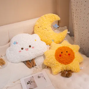 Cute Weather Plush Pillow Cloud Sun Moon Stuffed Toy Soft Cute Kids Room Sofa Cushion Decor