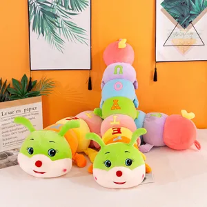 Colorful caterpillar plush toy soft hugging doll pillow cute kids gift home decor detail view