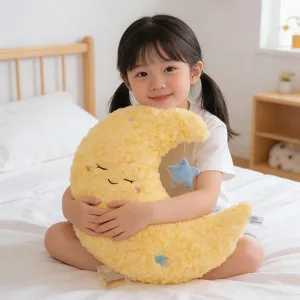 Cute moon plush pillow soft stuffed star toy for kids bedroom sofa cushion decoration