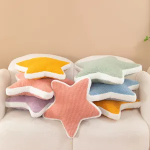 Star-shaped plush pillow, Nordic style candy-colored soft cushion for sofa and home decor.