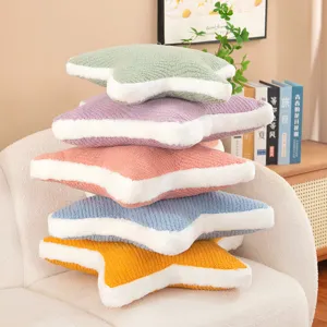 Nordic style plush star pillow, candy color five-pointed star cushion for sofa and chair detail view.