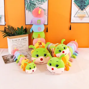 Colorful caterpillar plush toy doll cute cartoon long pillow sleeping bolster soft cushion gift
