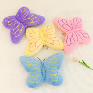 Cute butterfly plush throw pillow soft cushion set detail view showing vibrant colors and fine stitching.