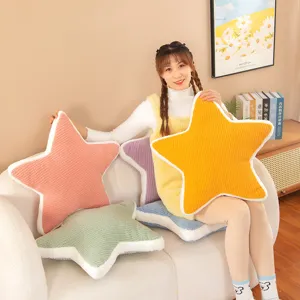 Nordic style plush star pillow cute candy color soft five-pointed star cushion for sofa home