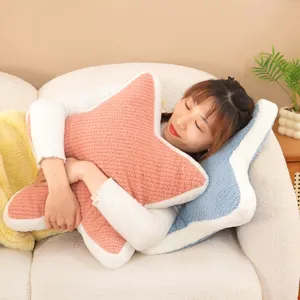 Cute Nordic plush star pillow soft candy colored five pointed star cushion for cozy bedroom sofa decor