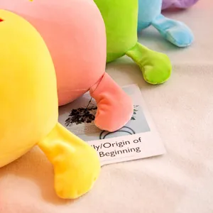 Colorful caterpillar plush body pillow detail, soft cute cartoon sleeping companion toy for girls.