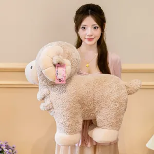 Soft cute lamb plush toy fluffy stuffed animal ram doll pillow for kids gift hugging cozy