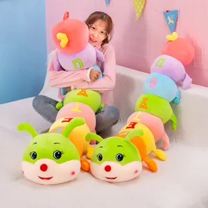 Colorful caterpillar plush toy, cute stuffed animal long hugging pillow for kids and girls.