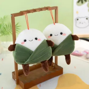 Lindo juguete de peluche de dumpling de arroz, suave muñeca zongzi llavero regalo bonito.