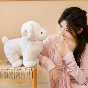 Soft cute lamb plush toy fluffy ram stuffed animal plushie children's sleeping companion gift
