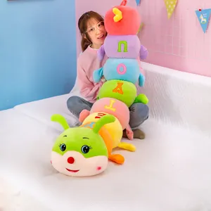 Colorful caterpillar plush toy long hugging pillow cute cartoon stuffed doll for girls sleeping